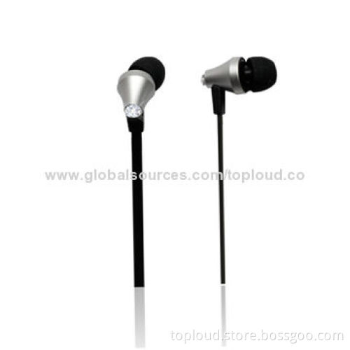 Earphones for iPod, fashion type, assorted colors, bass sound, with crystal